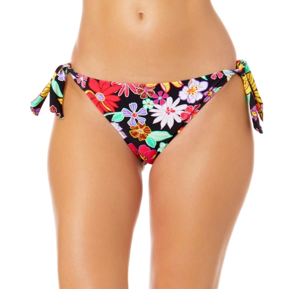 Salt + Cove Womens Floral Print Side-Tie Bikini Bottom Black‎ Multi Size S NEW